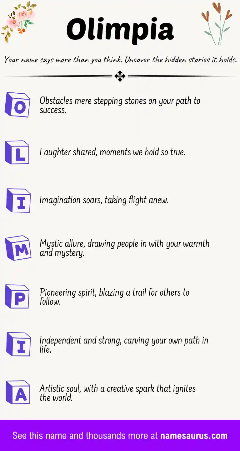 Acrostic poem about Olimpia.