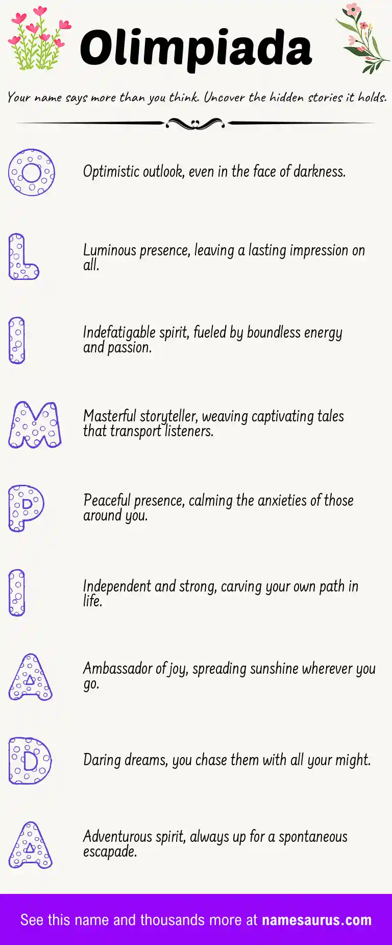 Acrostic poem about Olimpiada.