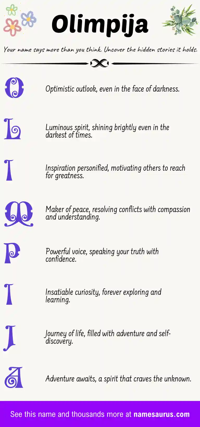 Acrostic poem about Olimpija.