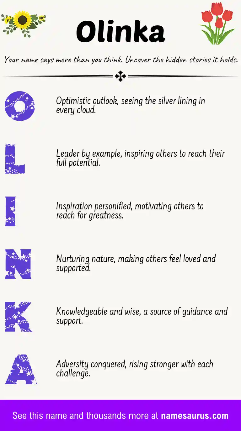 Acrostic poem about Olinka.