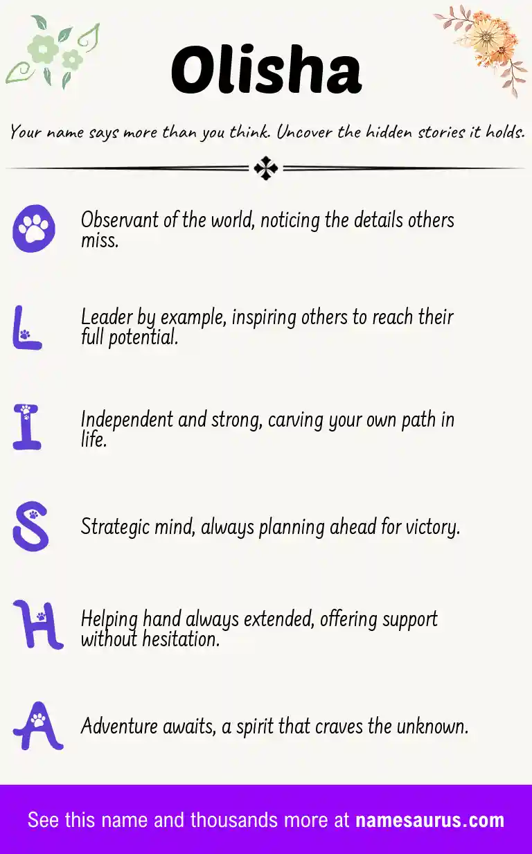 Acrostic poem about Olisha.