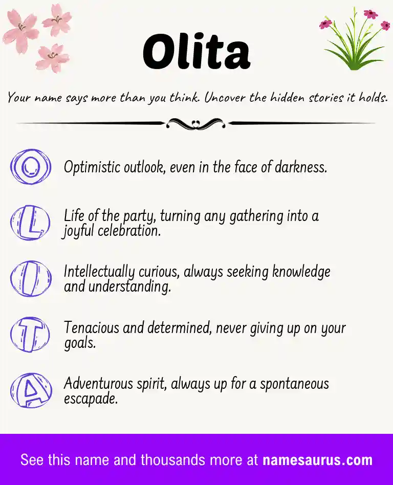 Acrostic poem about Olita.