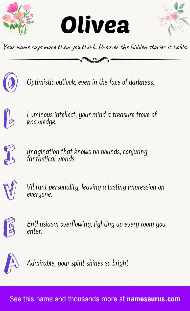 Acrostic poem about Olivea.