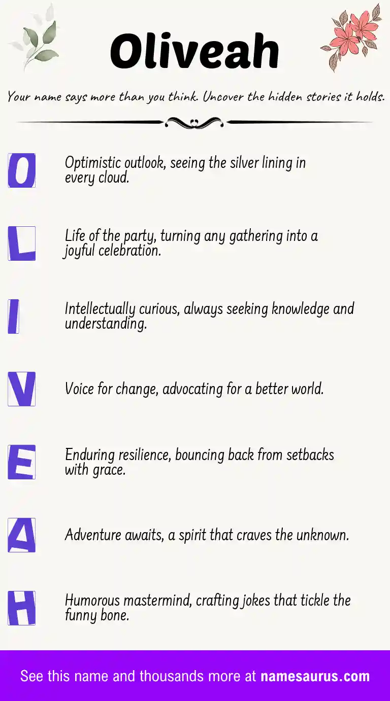 Acrostic poem about Oliveah.