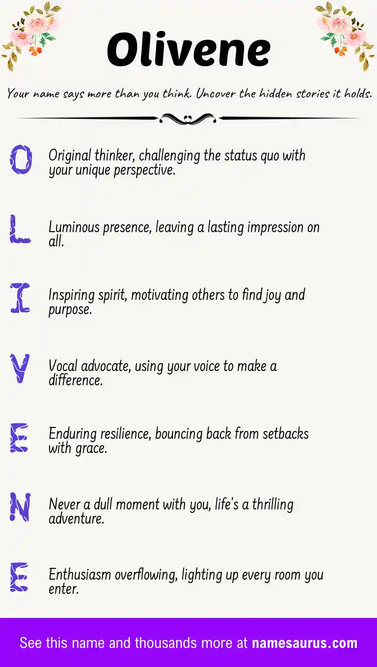 Acrostic poem about Olivene.