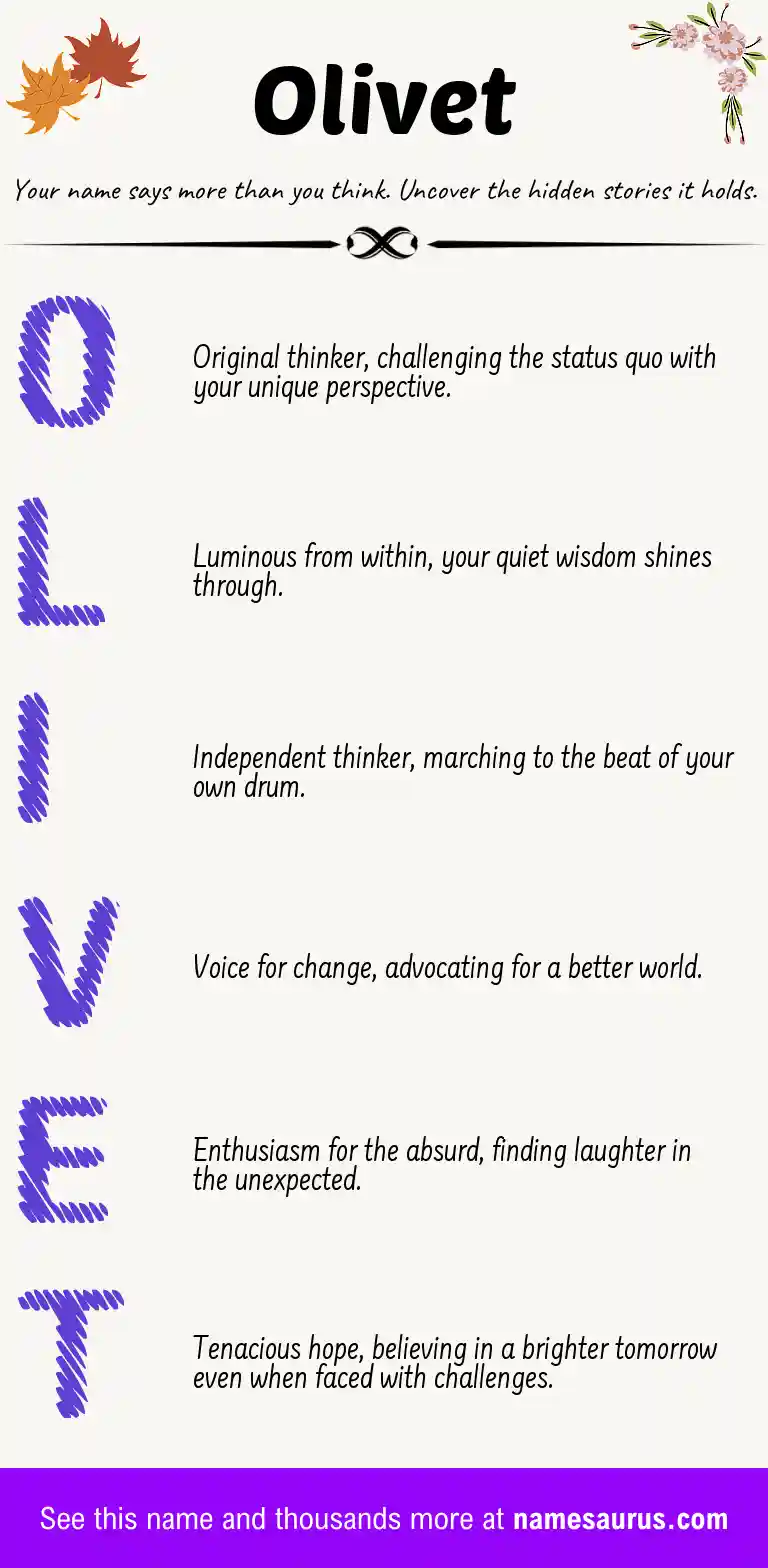 Acrostic poem about Olivet.