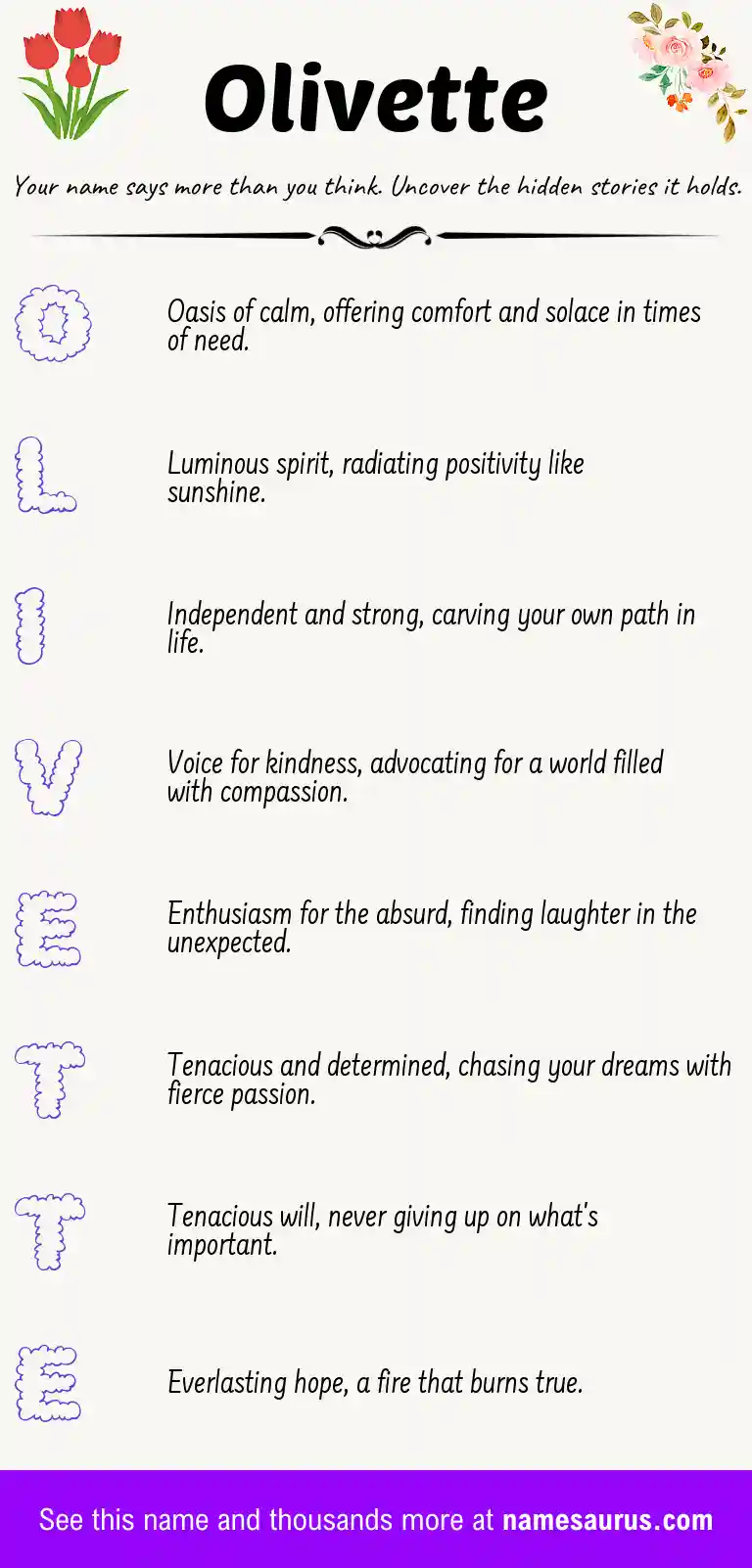 Acrostic poem about Olivette.