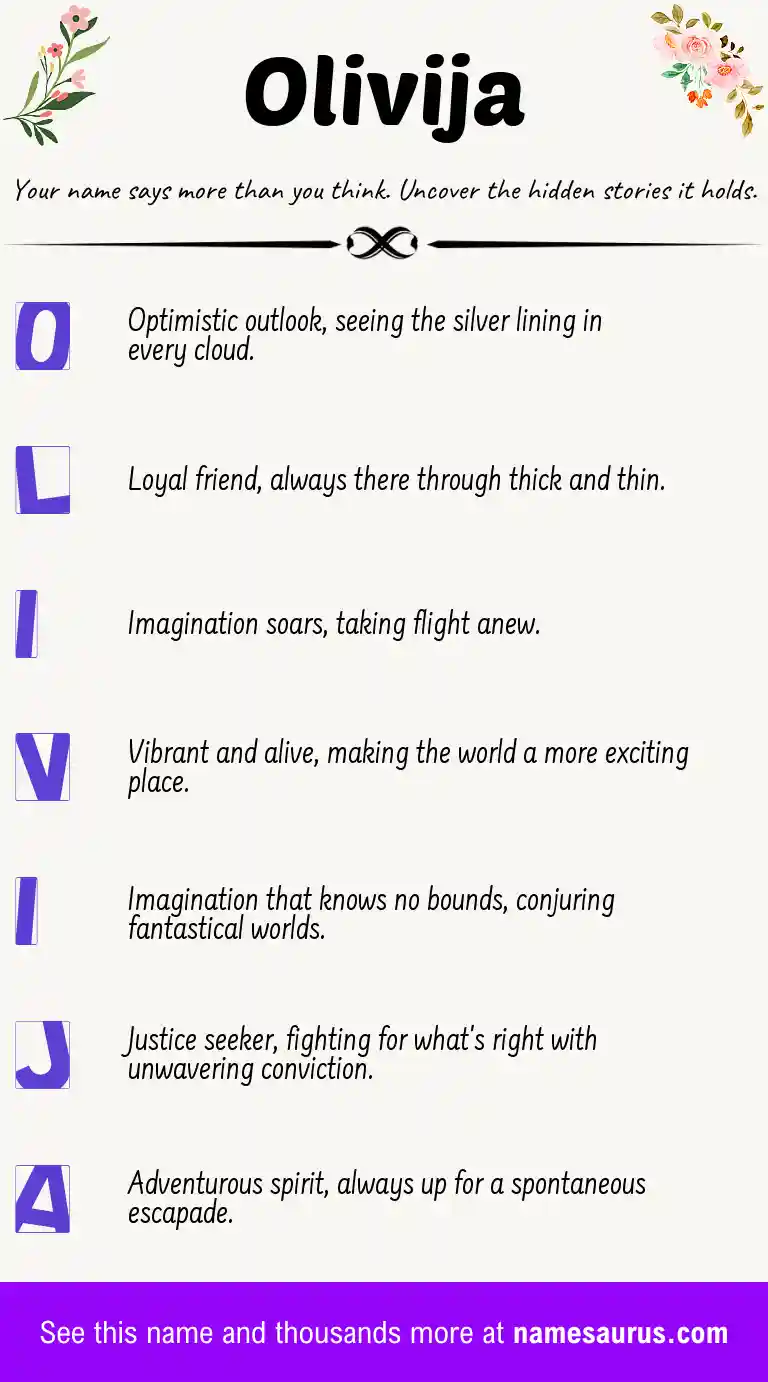 Acrostic poem about Olivija.