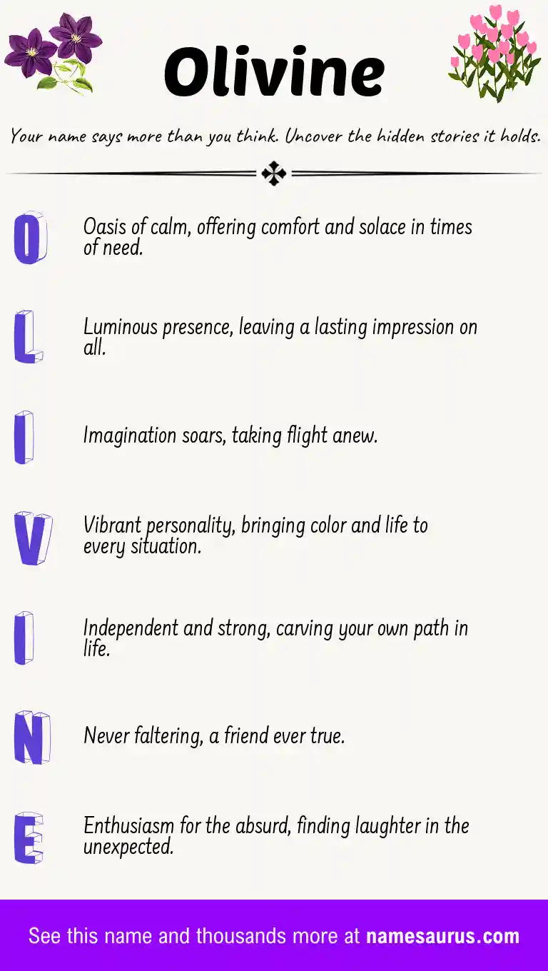 Acrostic poem about Olivine.