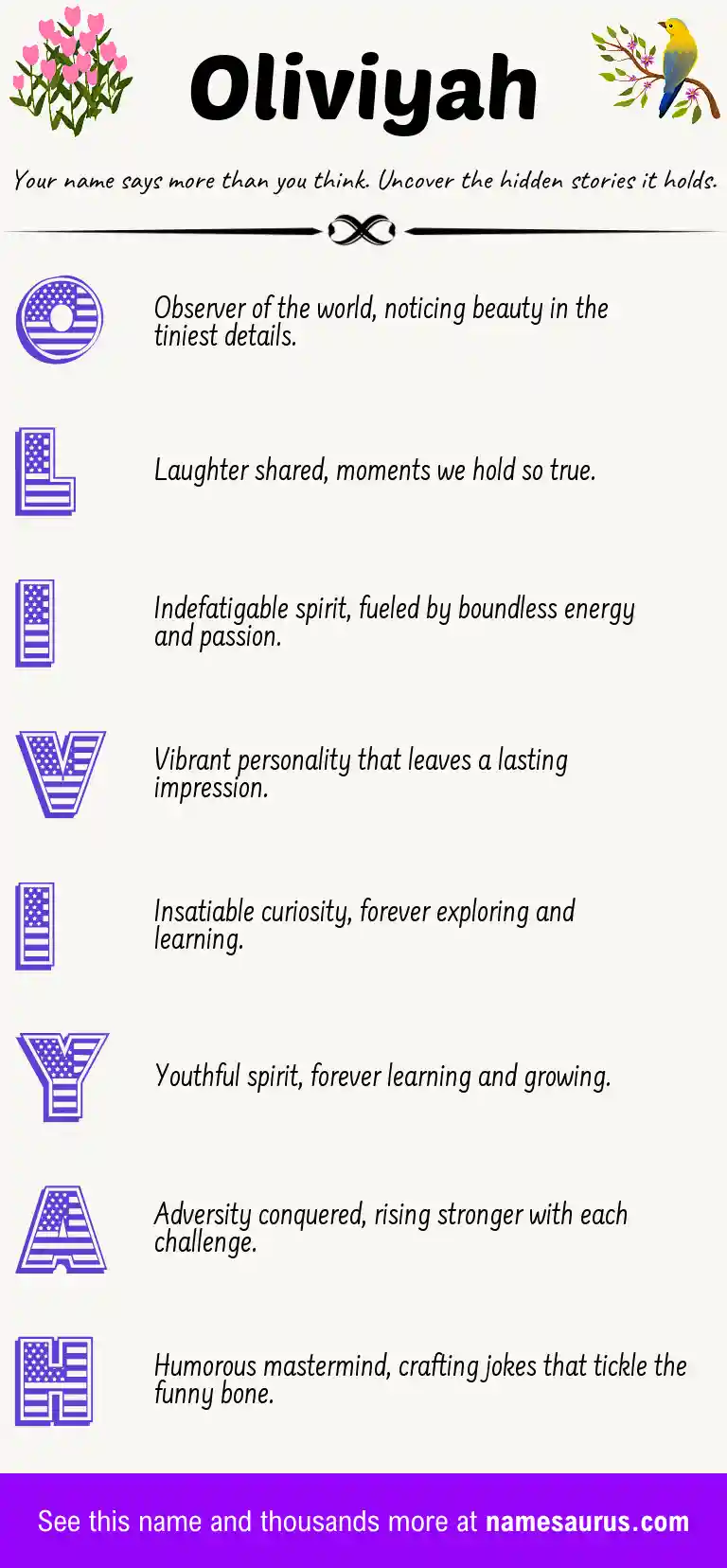 Acrostic poem about Oliviyah.