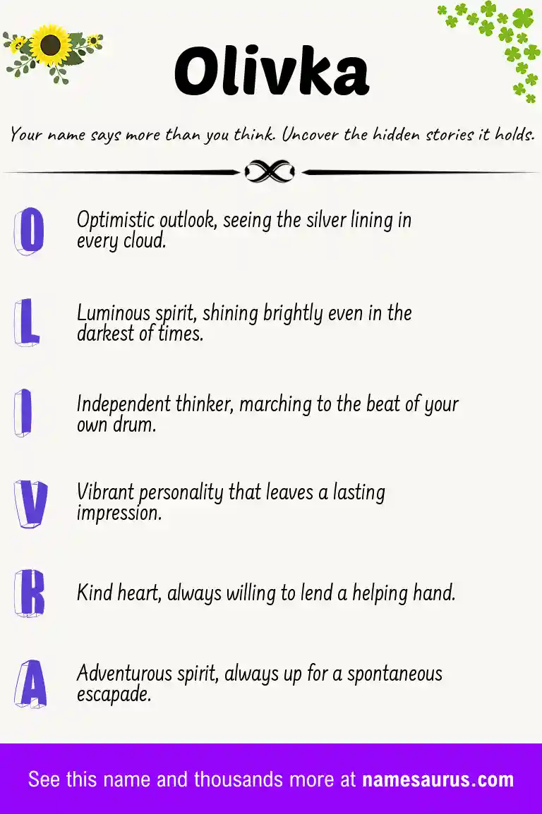 Acrostic poem about Olivka.