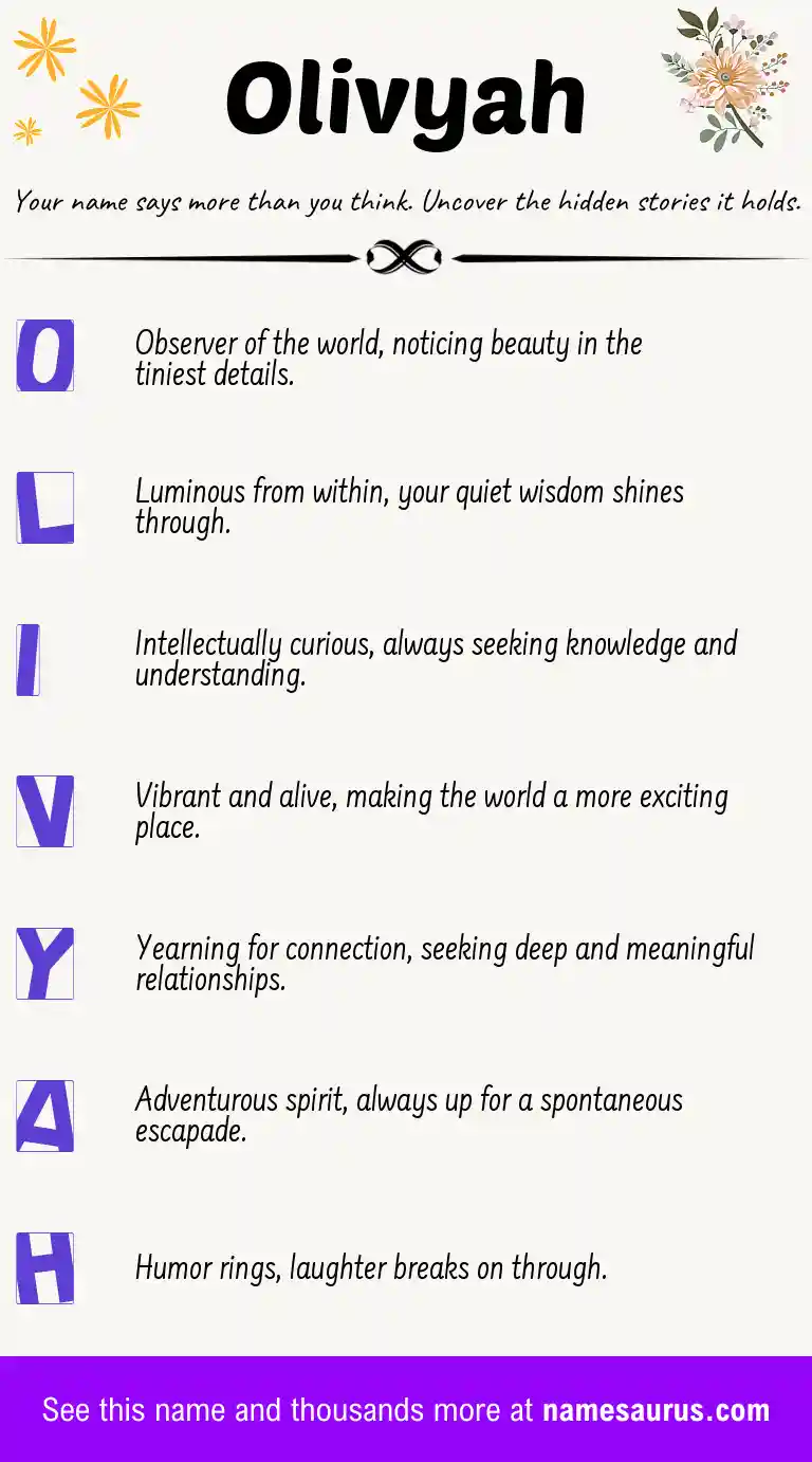 Acrostic poem about Olivyah.