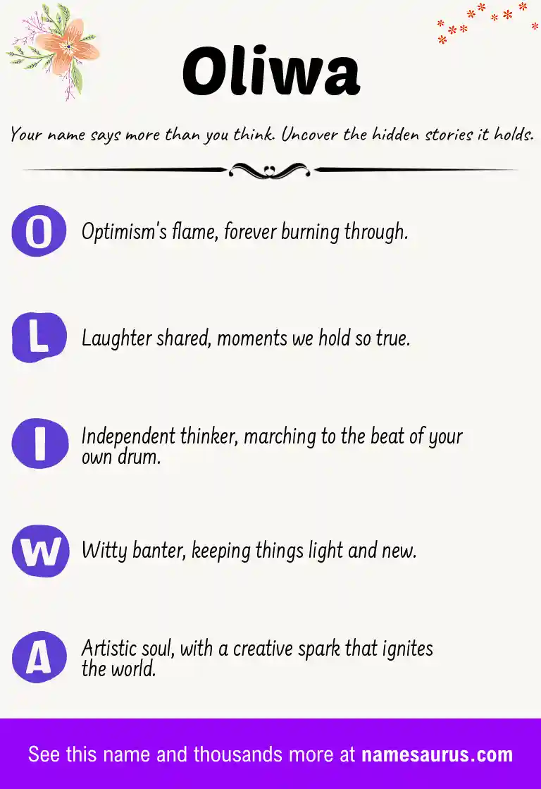 Acrostic poem about Oliwa.