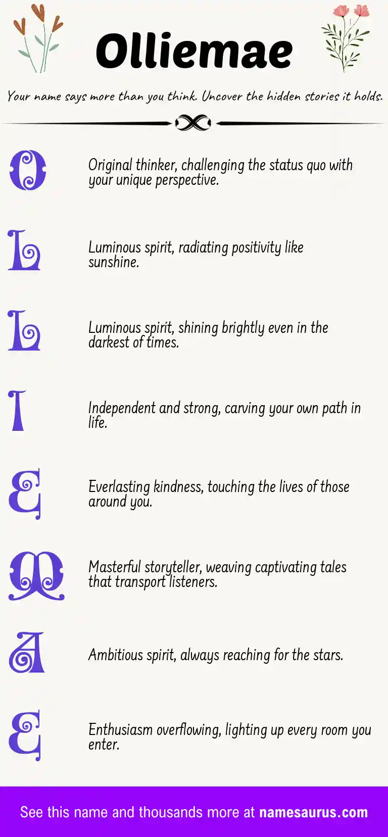 Acrostic poem about Olliemae.