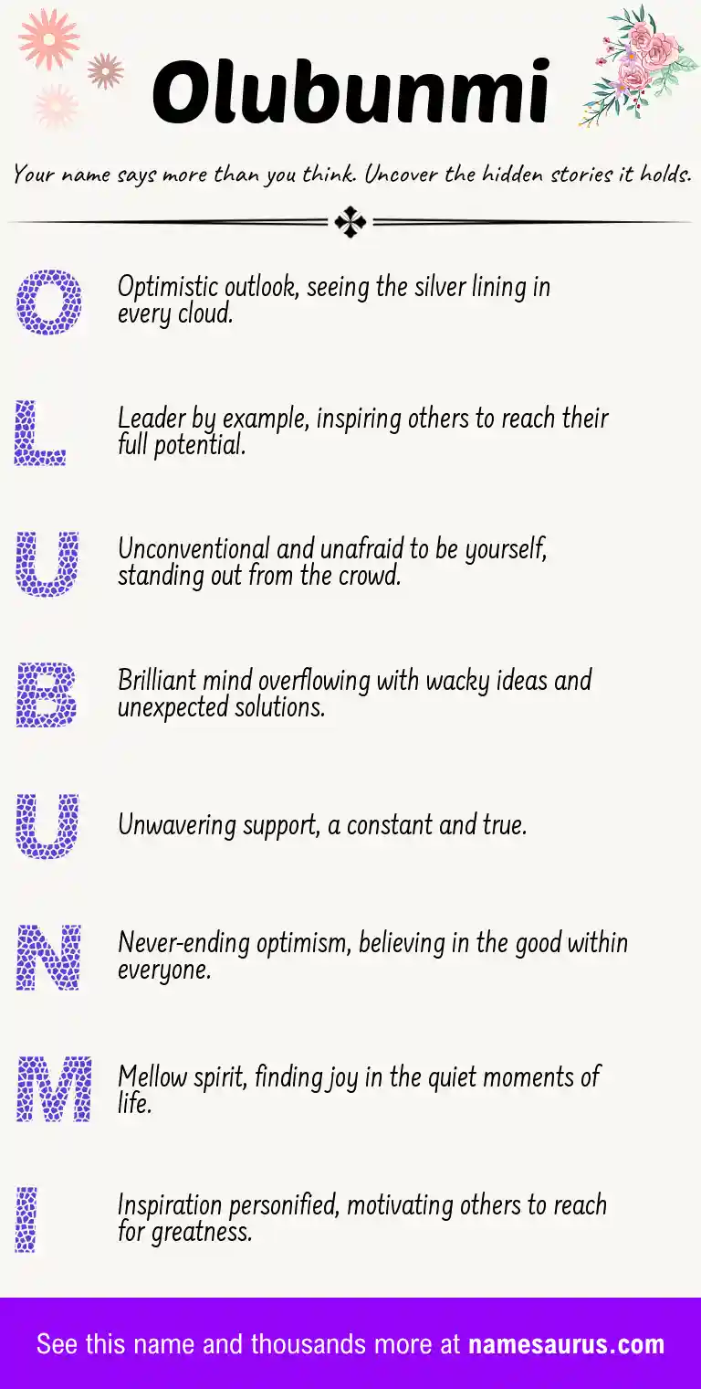 Acrostic poem about Olubunmi.