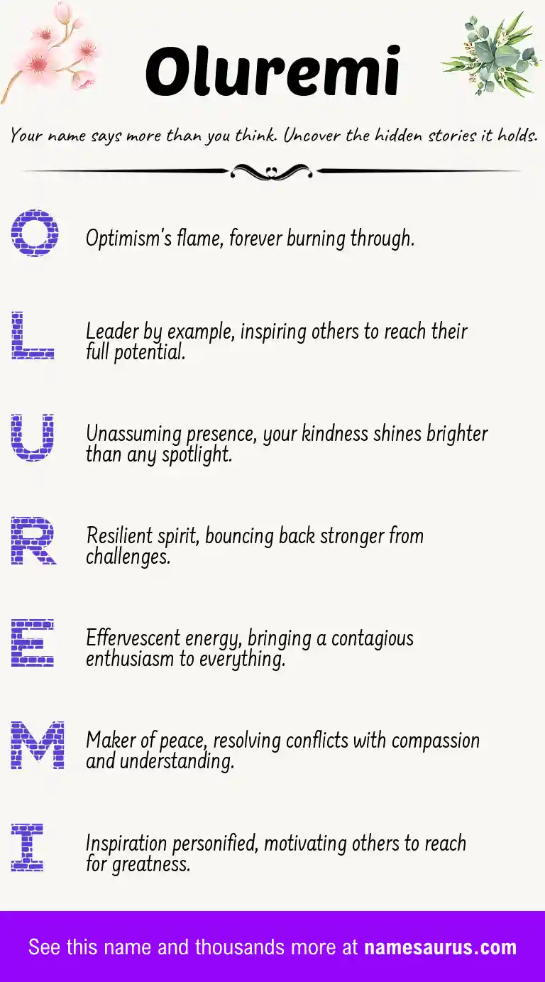 Acrostic poem about Oluremi.