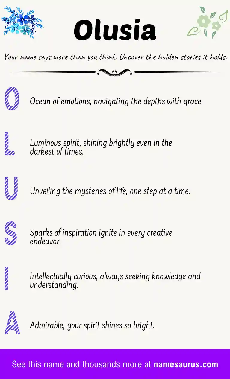 Acrostic poem about Olusia.