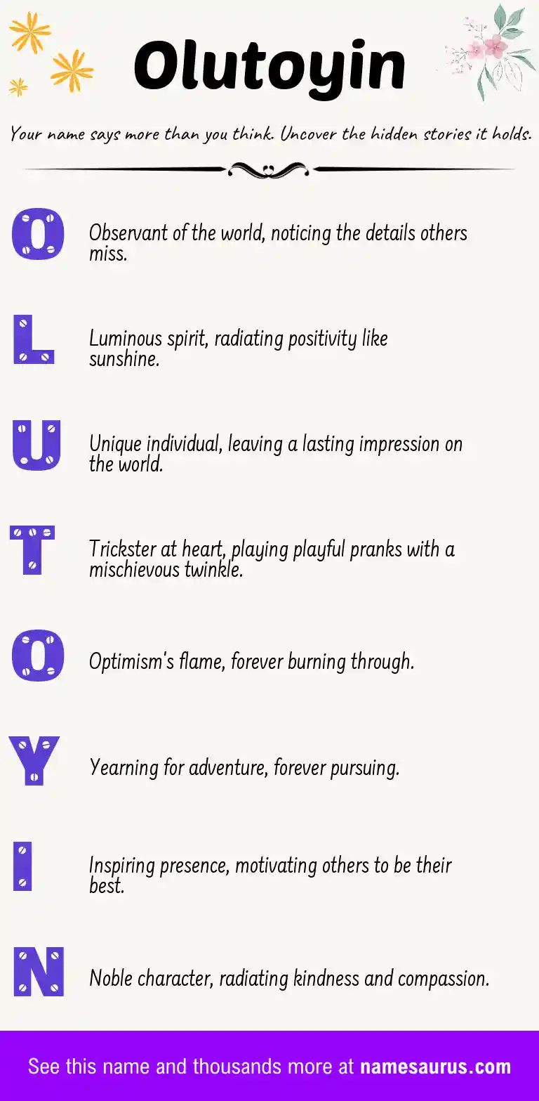 Acrostic poem about Olutoyin.