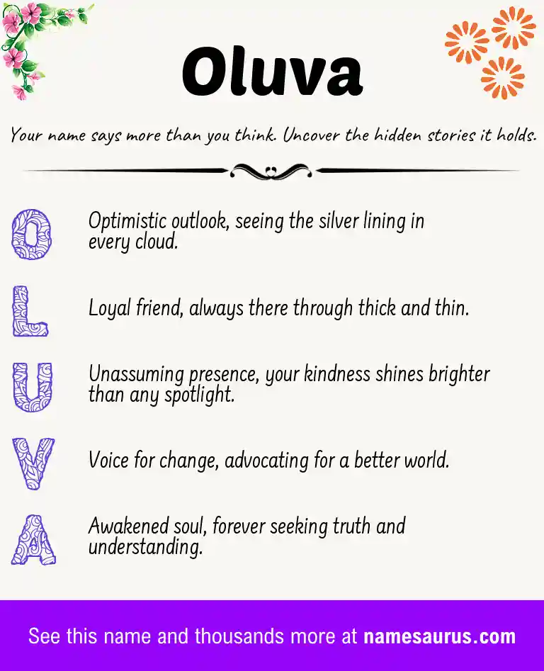 Acrostic poem about Oluva.