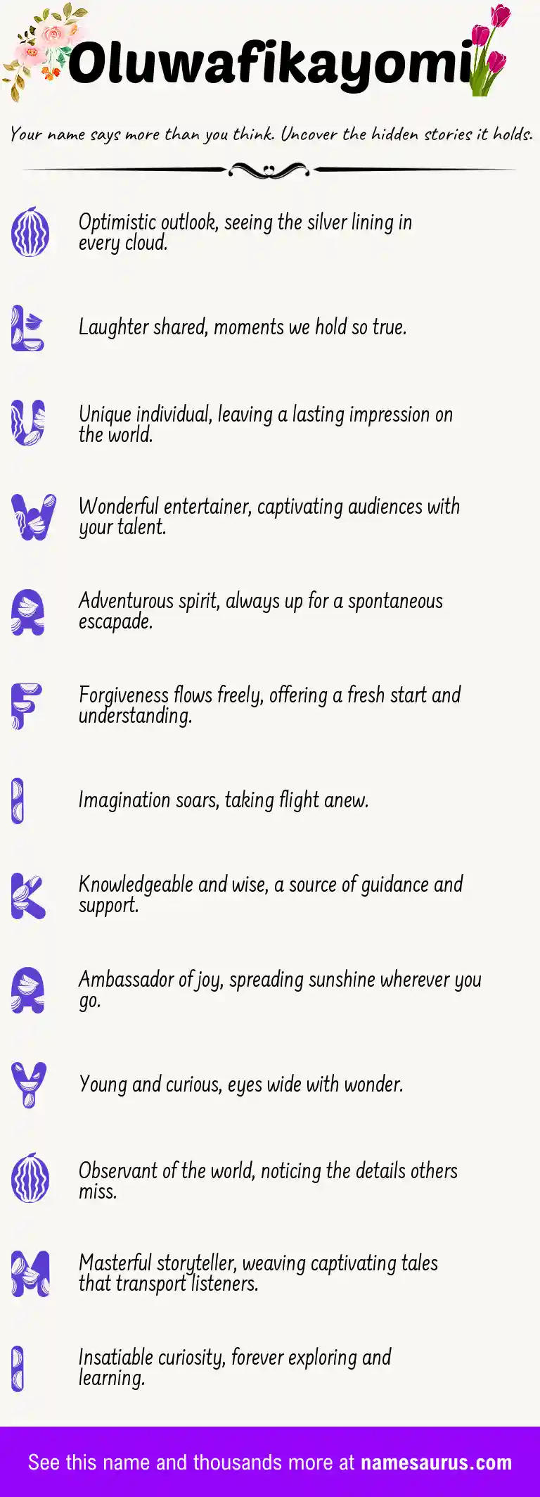 Acrostic poem about Oluwafikayomi.