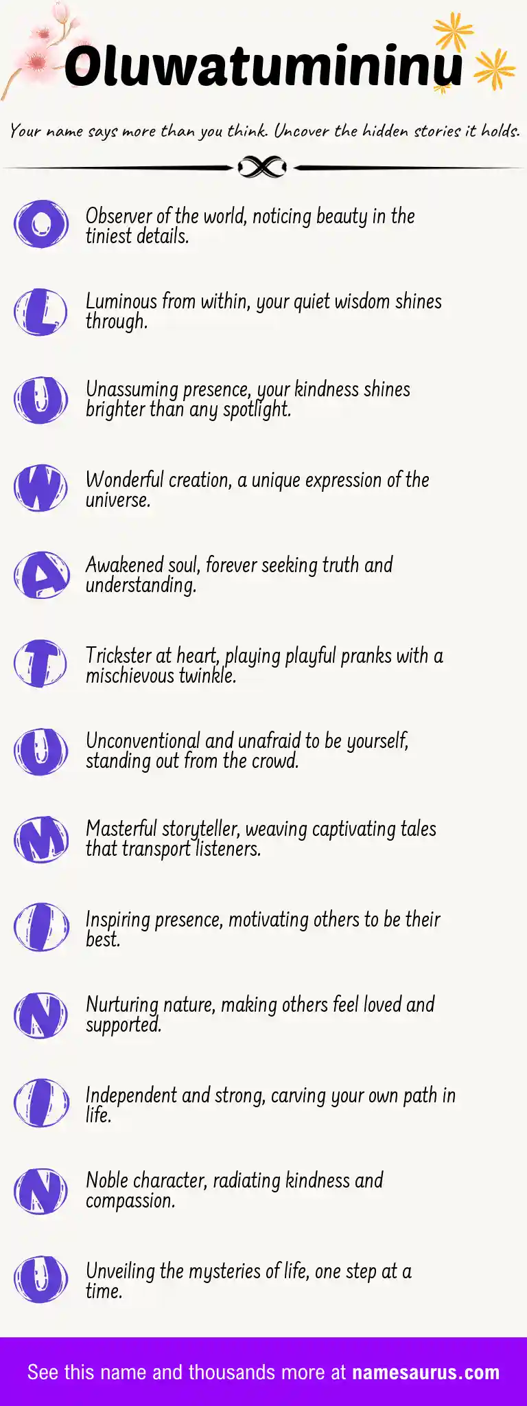 Acrostic poem about Oluwatumininu.