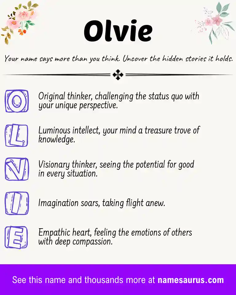 Acrostic poem about Olvie.