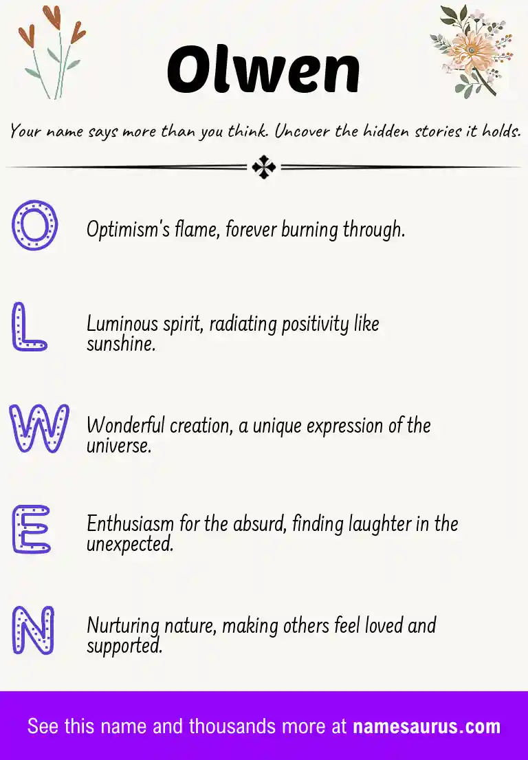 Acrostic poem about Olwen.