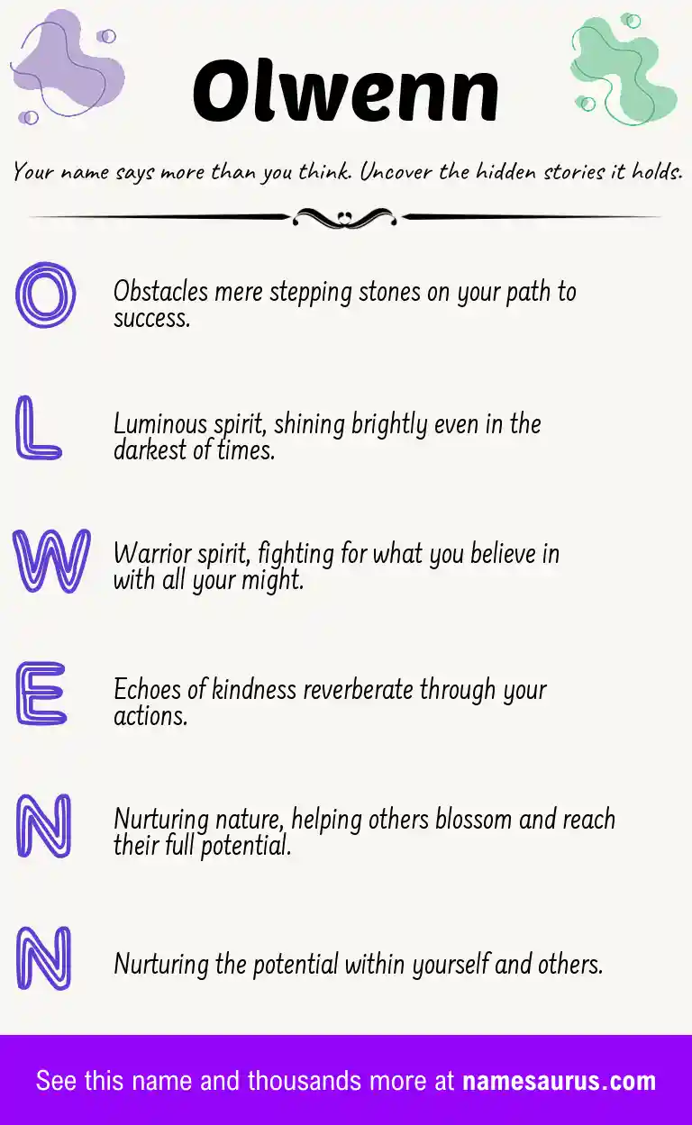 Acrostic poem about Olwenn.