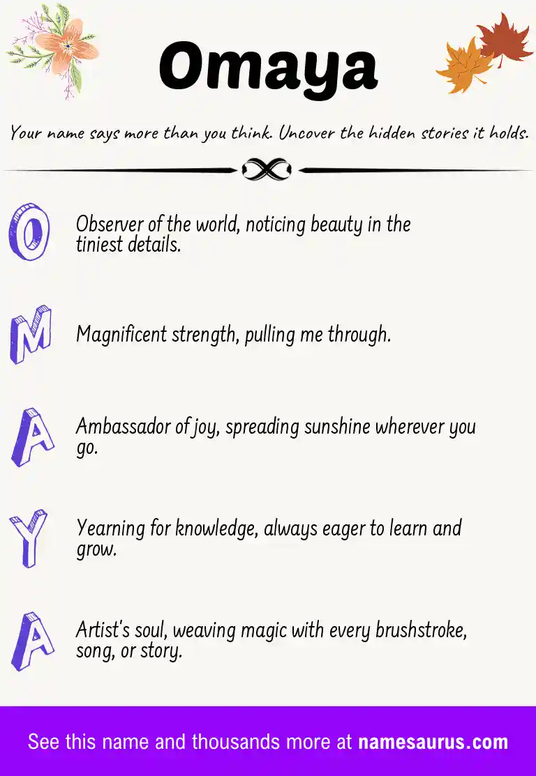 Acrostic poem about Omaya.