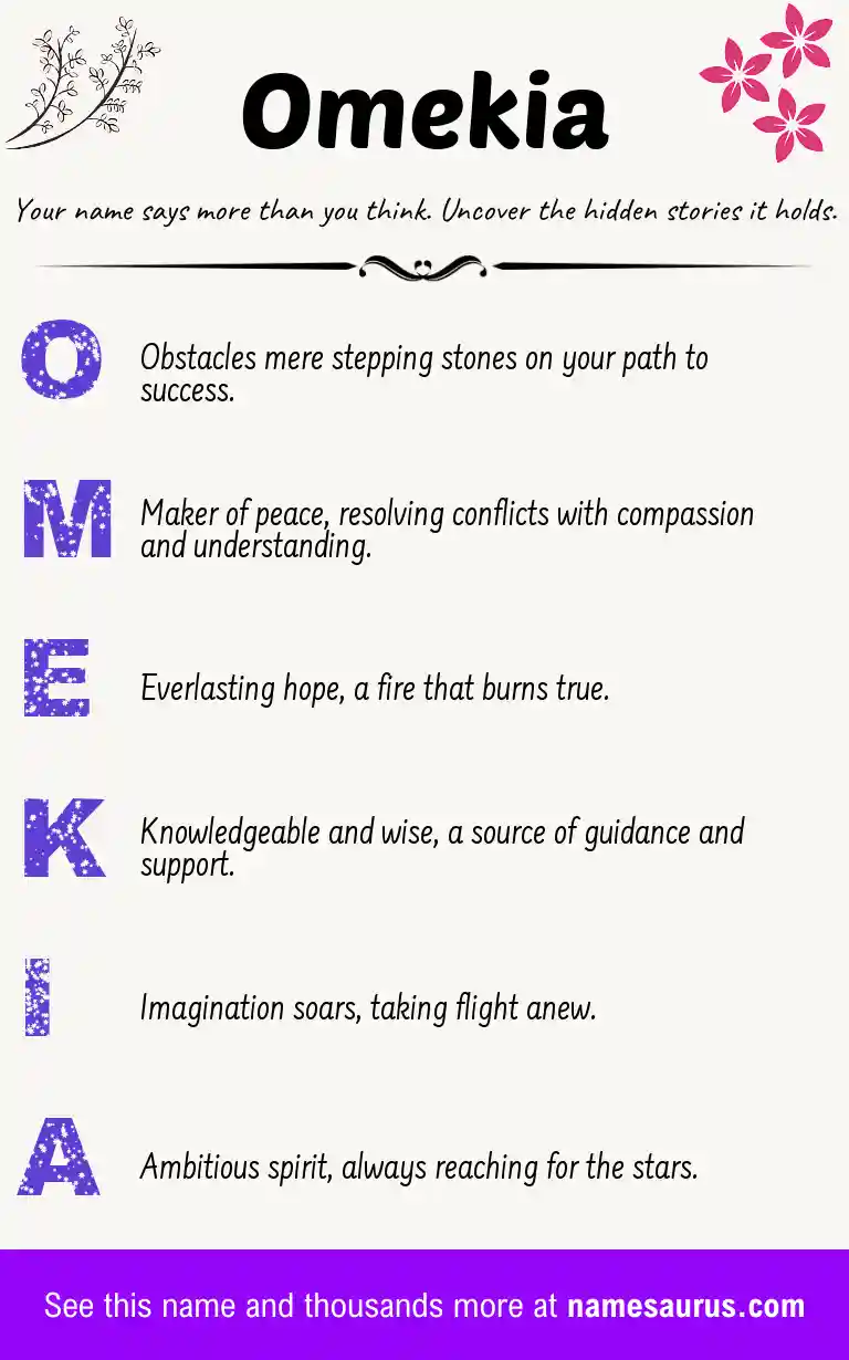 Acrostic poem about Omekia.