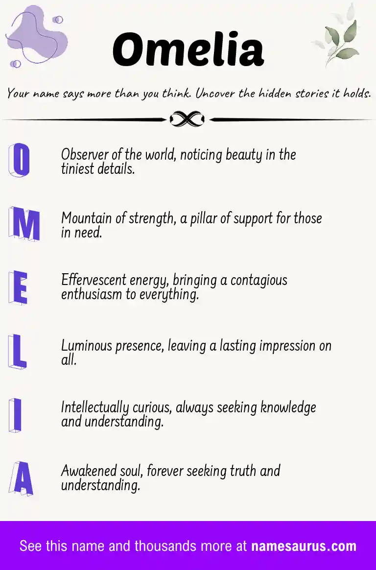 Acrostic poem about Omelia.