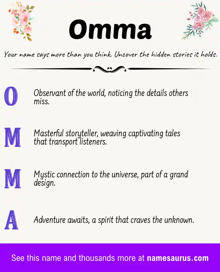 Acrostic poem about Omma.