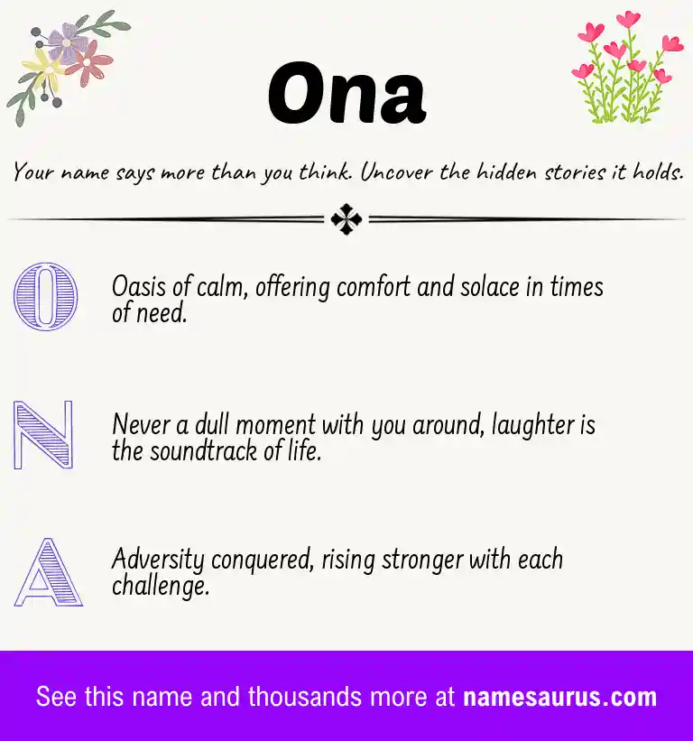 Acrostic poem about Ona.
