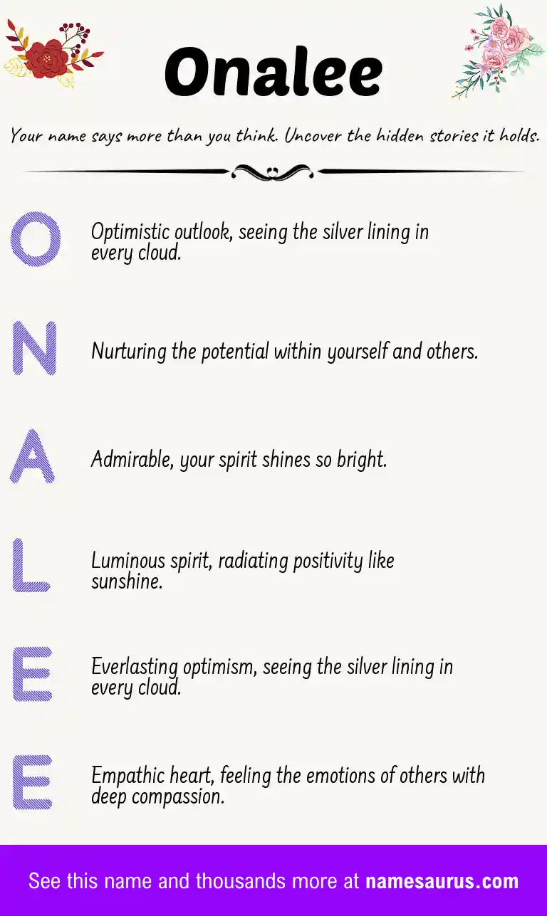 Acrostic poem about Onalee.