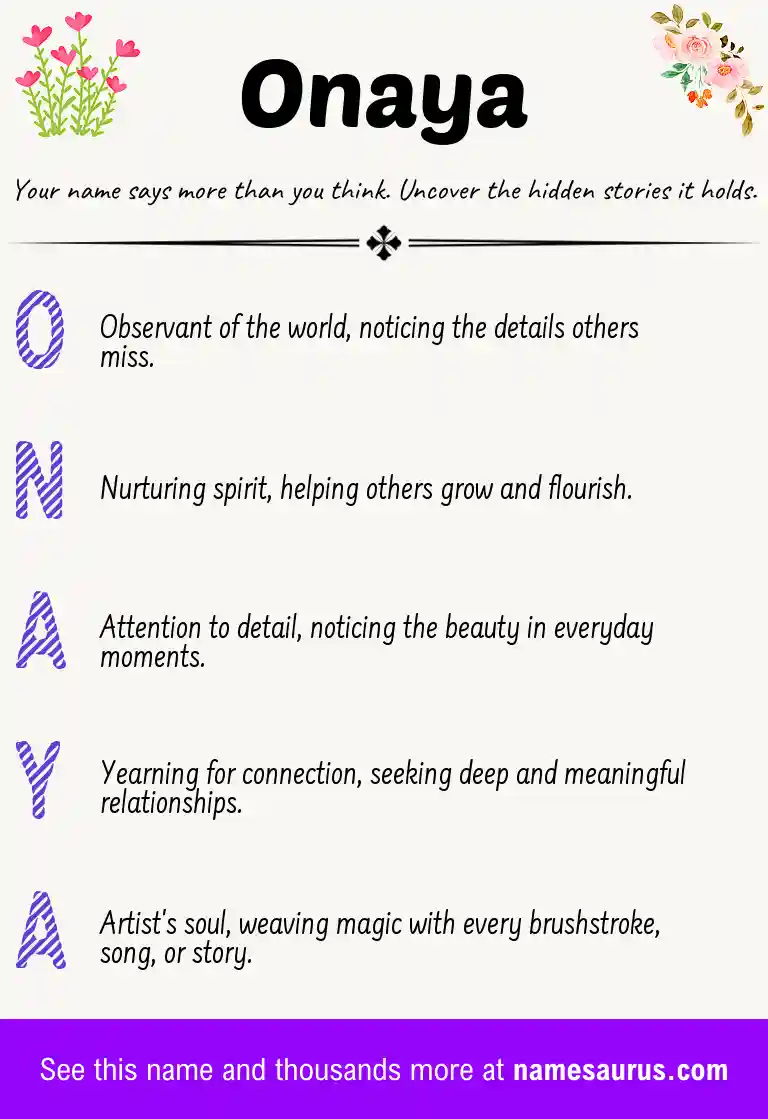 Acrostic poem about Onaya.