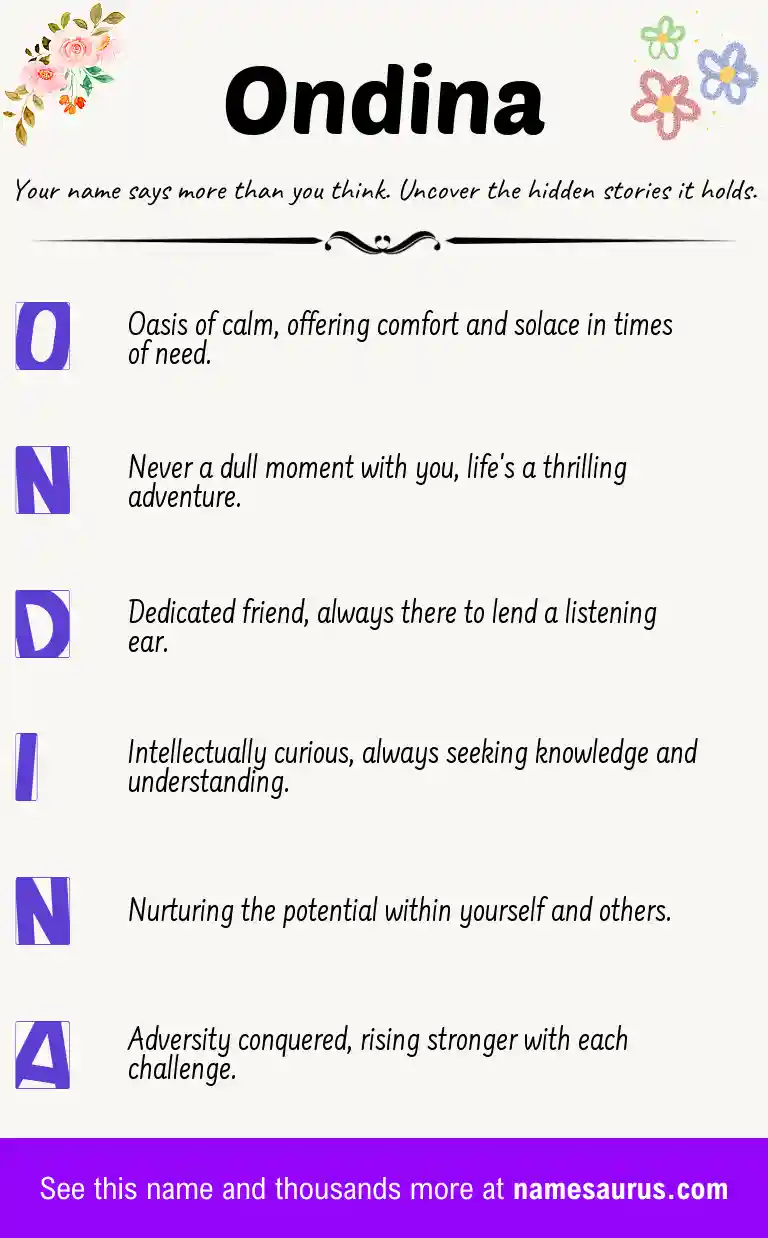 Acrostic poem about Ondina.