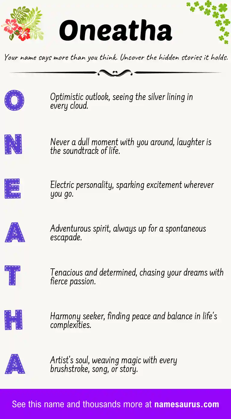 Acrostic poem about Oneatha.