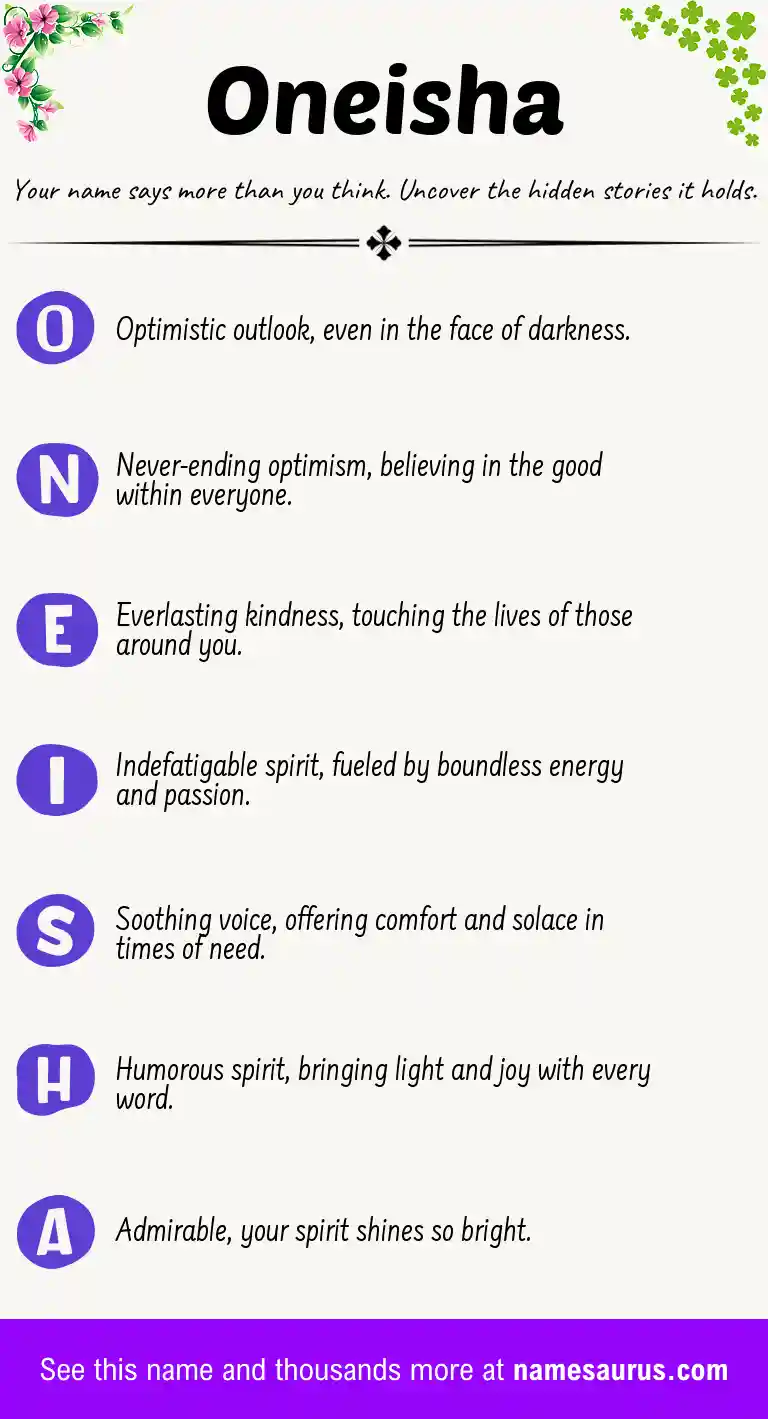 Acrostic poem about Oneisha.