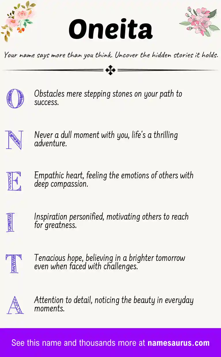 Acrostic poem about Oneita.
