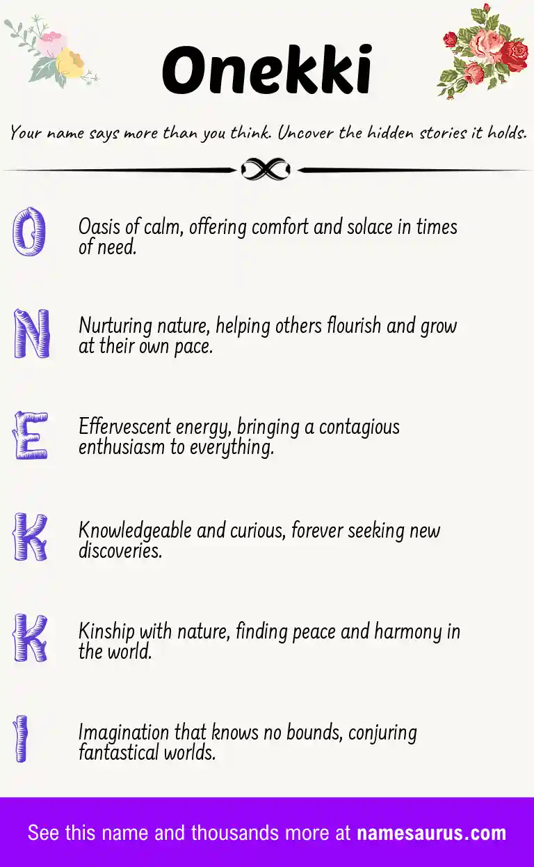 Acrostic poem about Onekki.