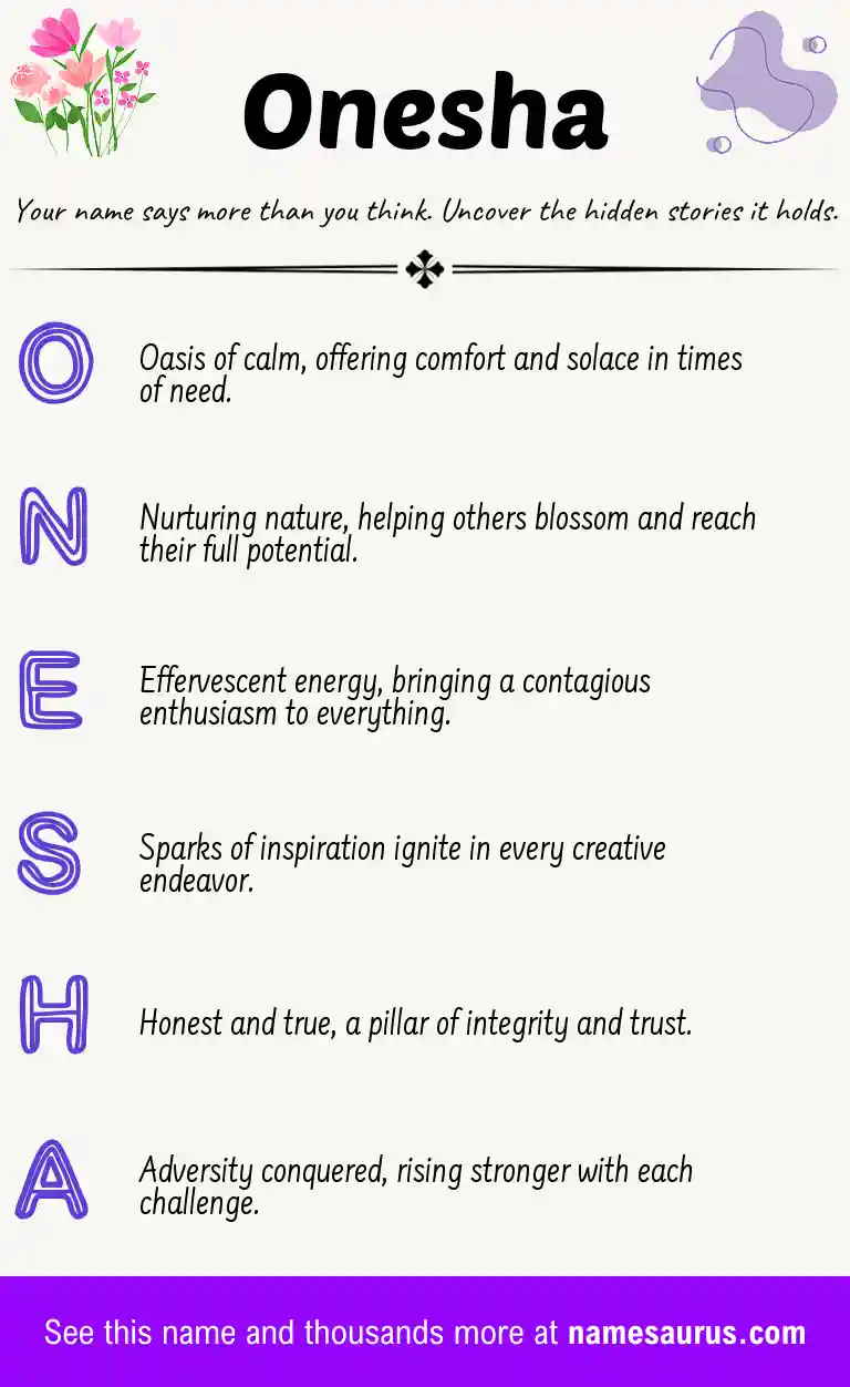 Acrostic poem about Onesha.