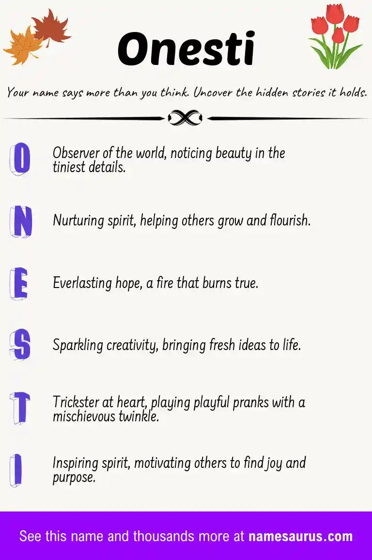 Acrostic poem about Onesti.