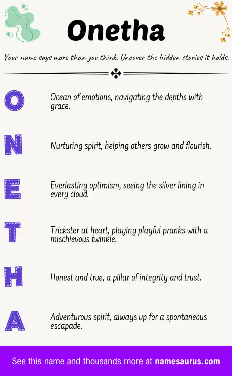 Acrostic poem about Onetha.