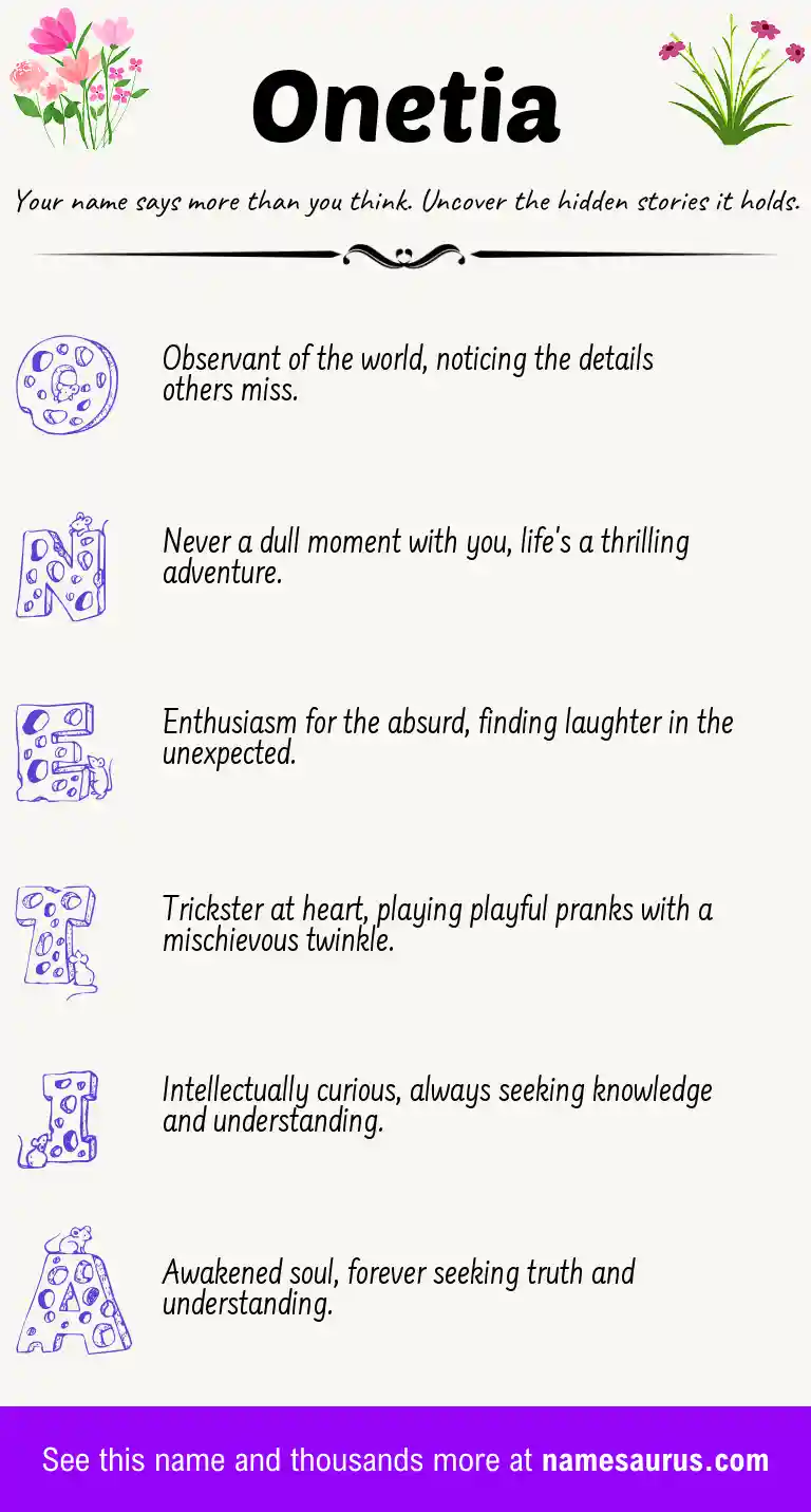 Acrostic poem about Onetia.