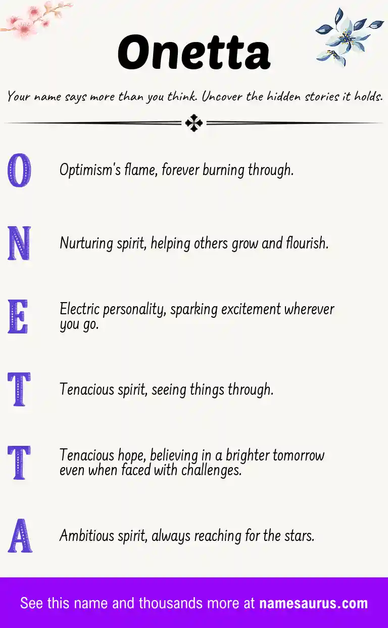 Acrostic poem about Onetta.