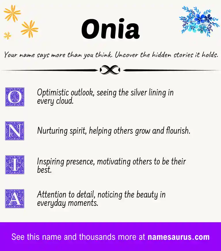 Acrostic poem about Onia.