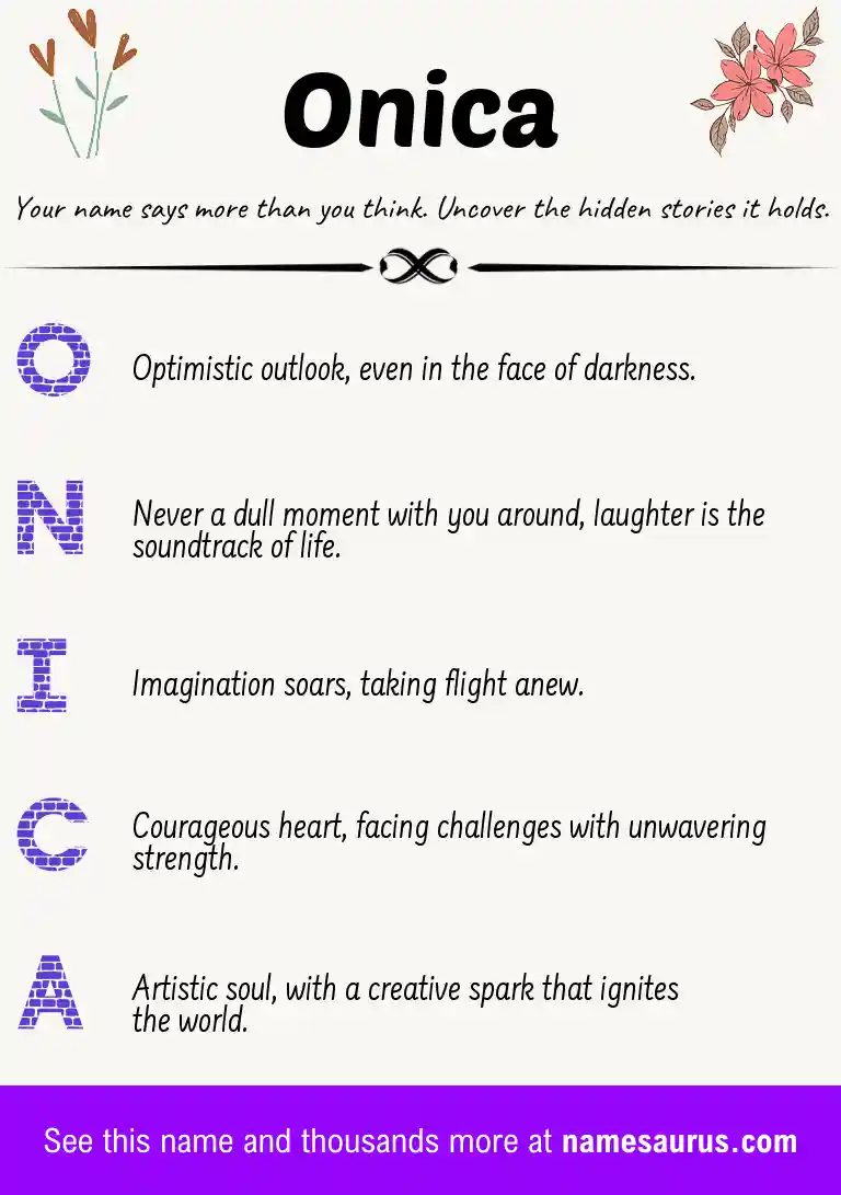 Acrostic poem about Onica.