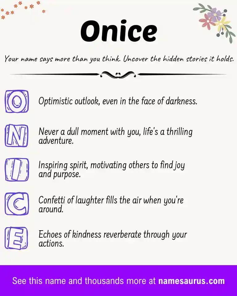 Acrostic poem about Onice.