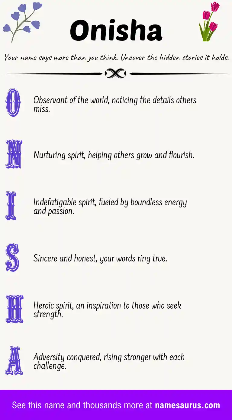 Acrostic poem about Onisha.