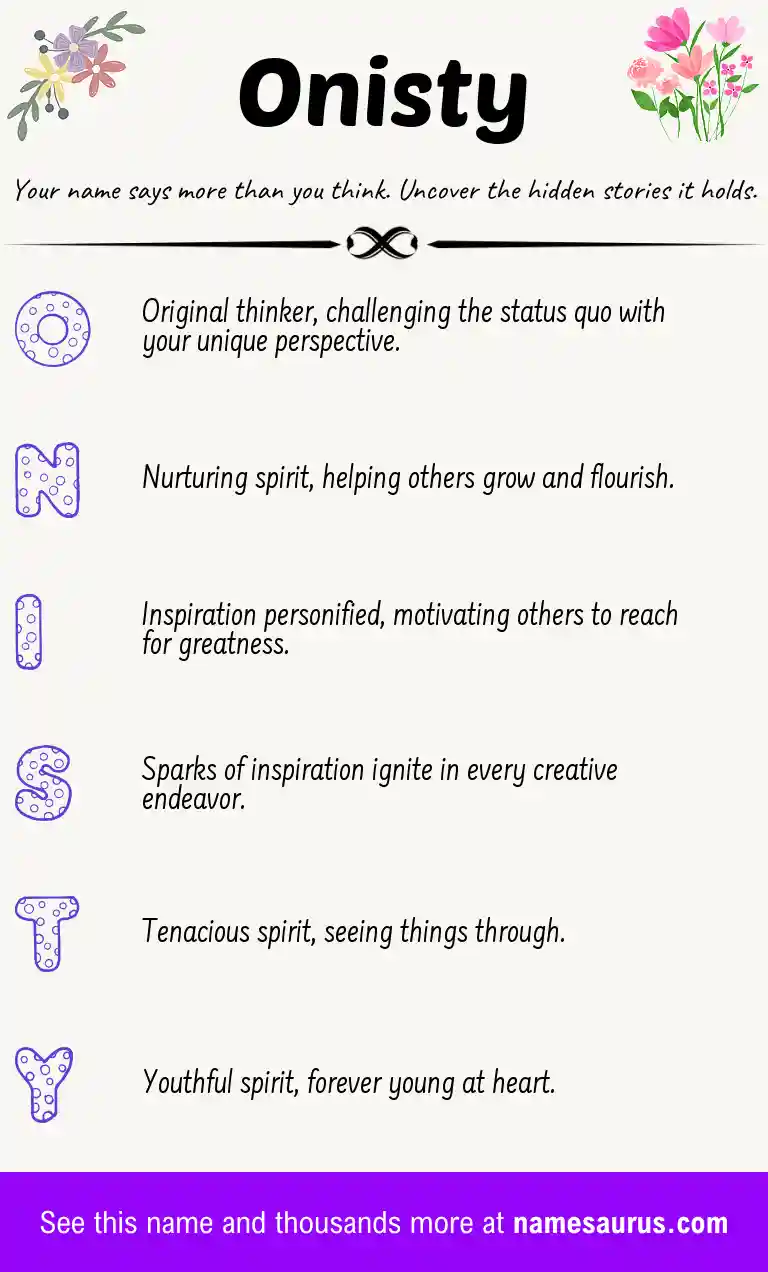 Acrostic poem about Onisty.